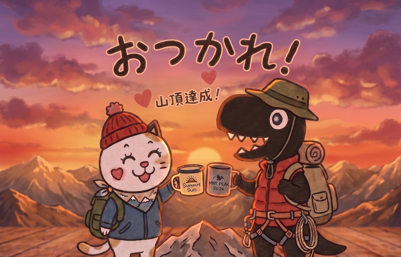 夕暮れの稜線を背にした絵柄
